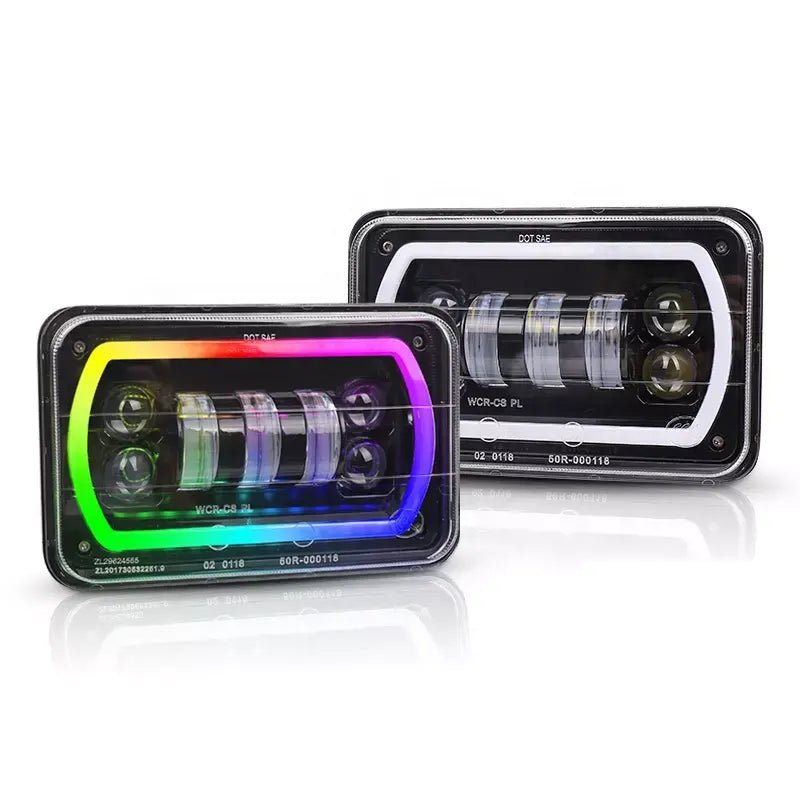 Chasing RGBW Headlights suitable for use with Toyota LandCruiser 80 Series 4x6 Inch - Tech4tourers