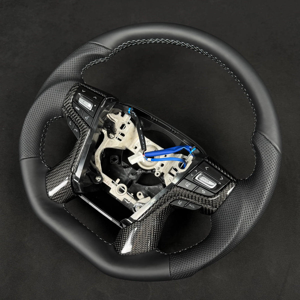 Premium Steering Wheel - Suitable for use with Toyota LandCruiser 200 Series 2015-2021 Genuine Perforated Leather - Tech4tourers