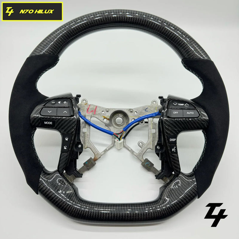 Premium Steering Wheel - Suitable for use with Toyota Hilux N70 2011-2015 Genuine Alcantara & Carbon Fiber