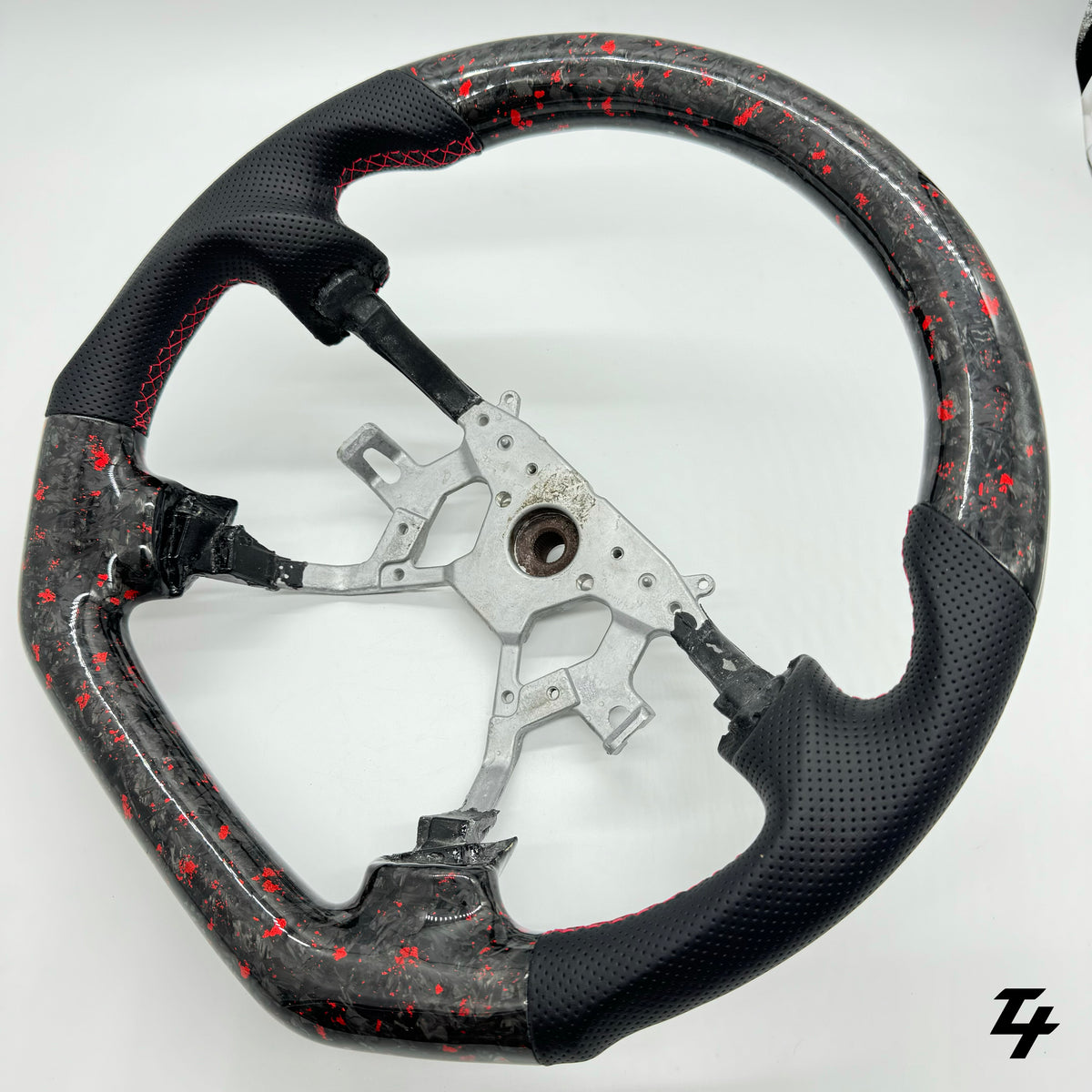 NISSAN GU PATROL Y61 PREMIUM STEERING WHEEL - GENUINE FORGED CARBON (RED FLAKE)