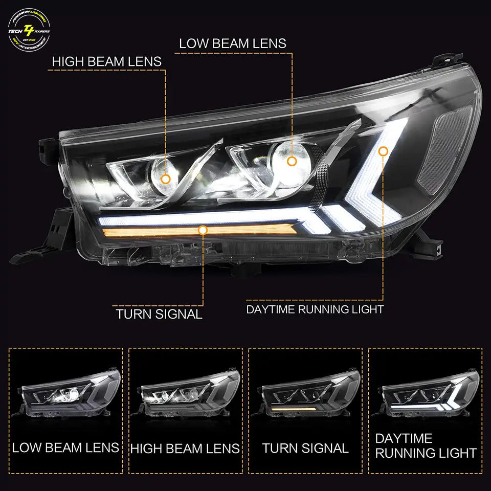 Projector headlights suitable for use with Toyota Hilux N80 Bi-LED 2015-2020