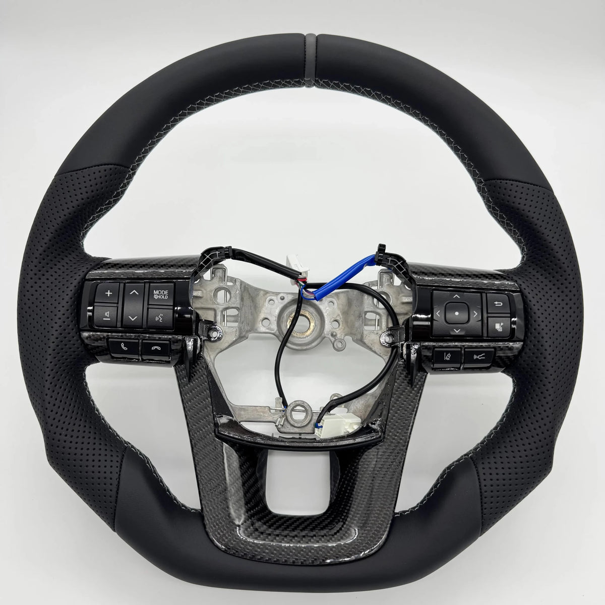 Premium Steering Wheel - Suitable for use with Toyota LandCruiser 70 2024 - 2026 Genuine Leather + Centre Stripe - Tech4tourers