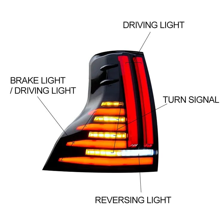 LED Tail Lights suitable for use with Toyota Prado 150 2010 - 2023 - Tech4tourers