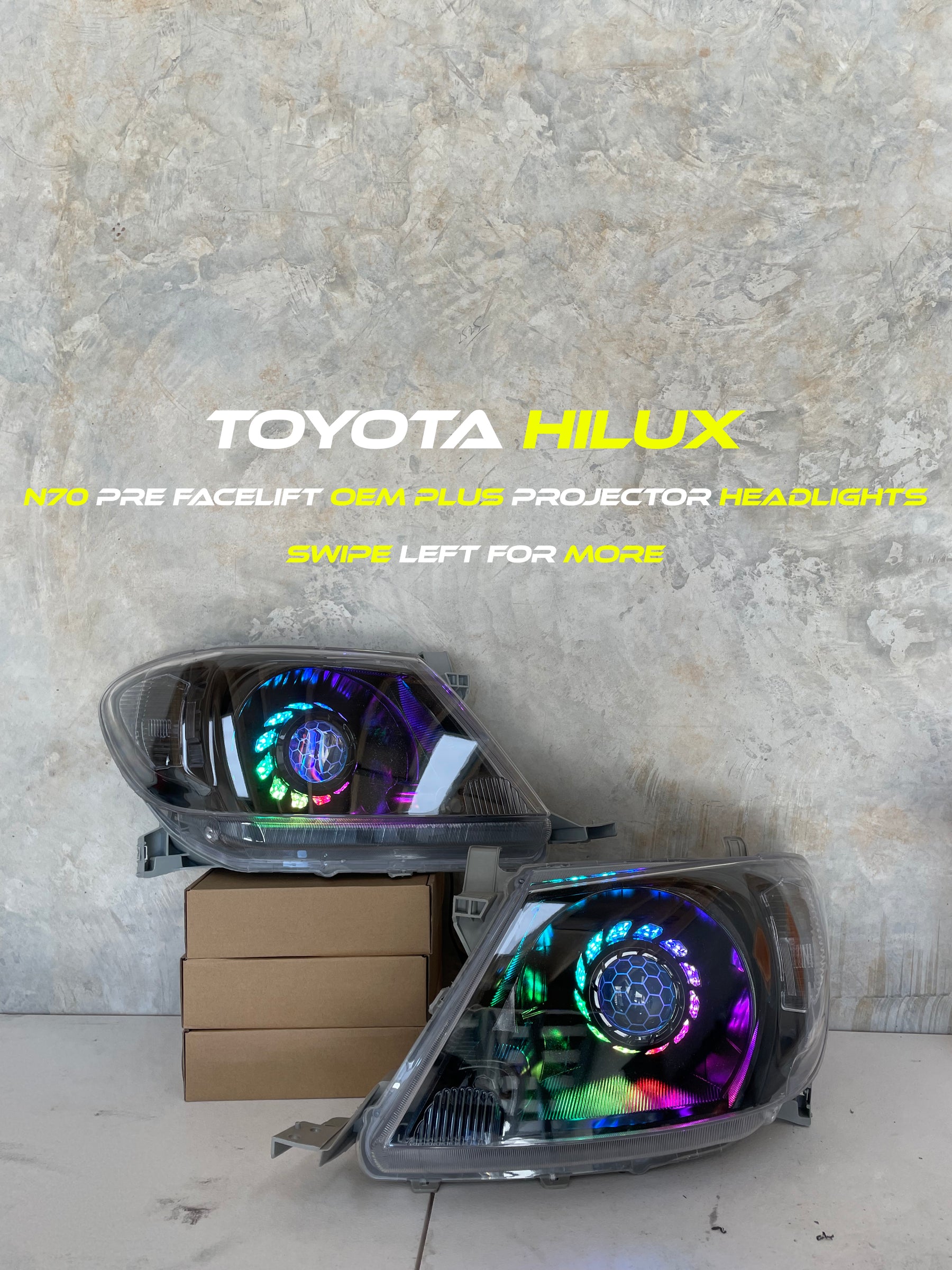 Premium Projector Headlights suitable for use with Toyota Hilux N70 Pre facelift