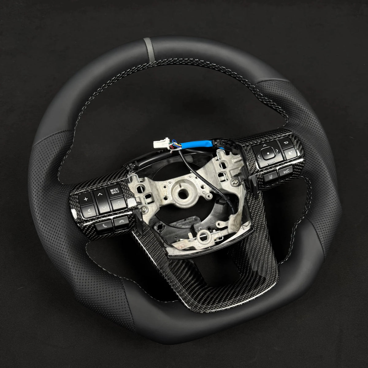 Premium Steering wheel - Suitable for use with Toyota Hilux N80 2015-2026 Genuine Leather + Centre Stripe - Tech4tourers