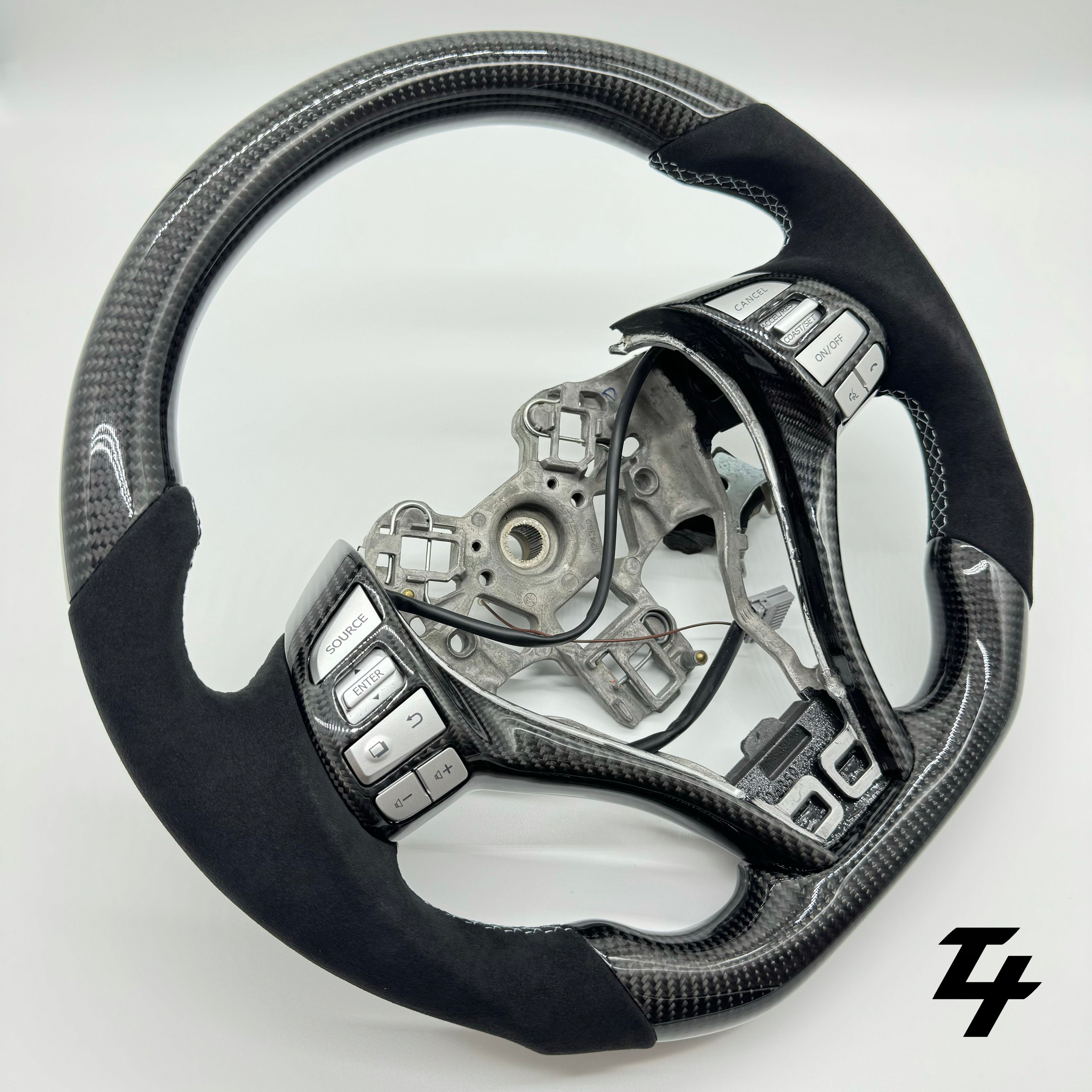 Nissan Navara custom steering wheel close up 