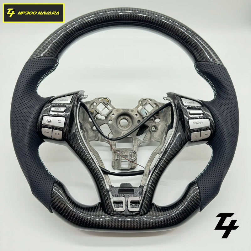 Nissan Navara Np300/D23 Premium Steering Wheel - Genuine Perforated Leather & Carbon Fiber