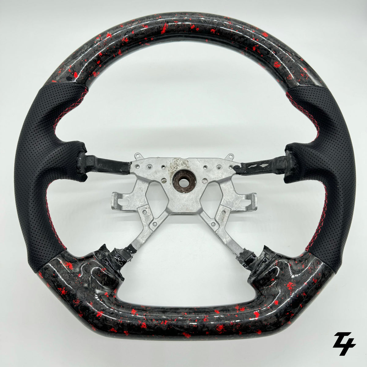 NISSAN GU PATROL Y61 PREMIUM STEERING WHEEL - GENUINE FORGED CARBON (RED FLAKE) - Tech4tourers