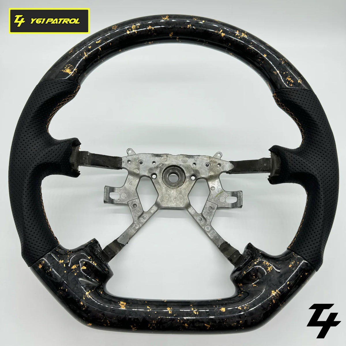 NISSAN GU PATROL Y61 PREMIUM STEERING WHEEL - GENUINE FORGED CARBON (GOLD FLAKE)