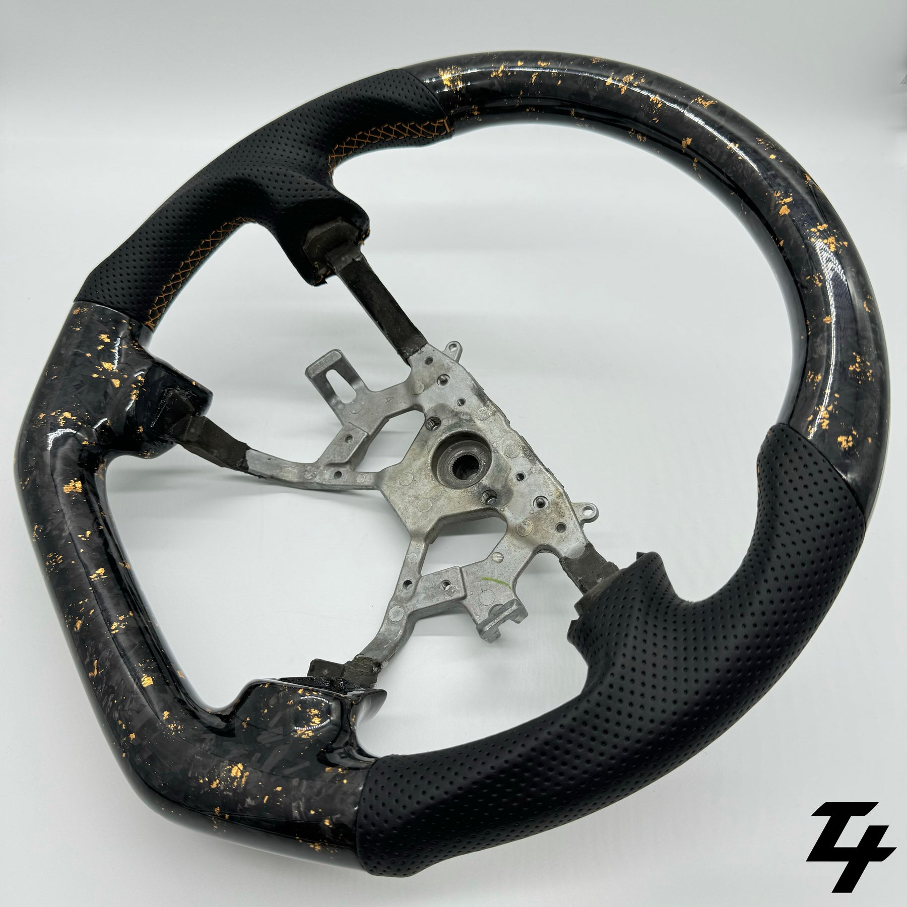 NISSAN GU PATROL Y61 PREMIUM STEERING WHEEL - GENUINE FORGED CARBON (GOLD FLAKE)