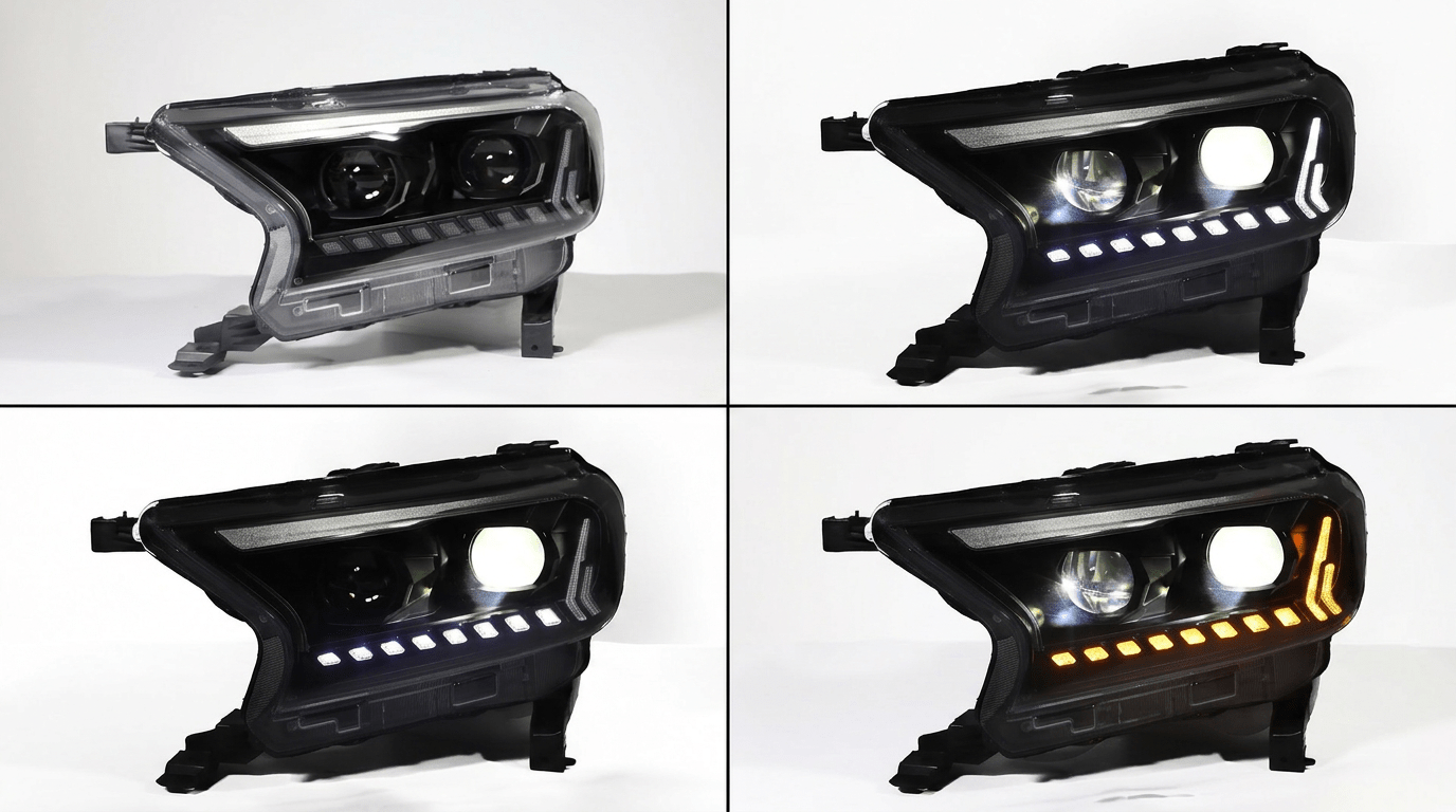 Ford Ranger PX 2 & 3 2015 - 2021 Dual Output LED Projector Headlights - Tech4tourers