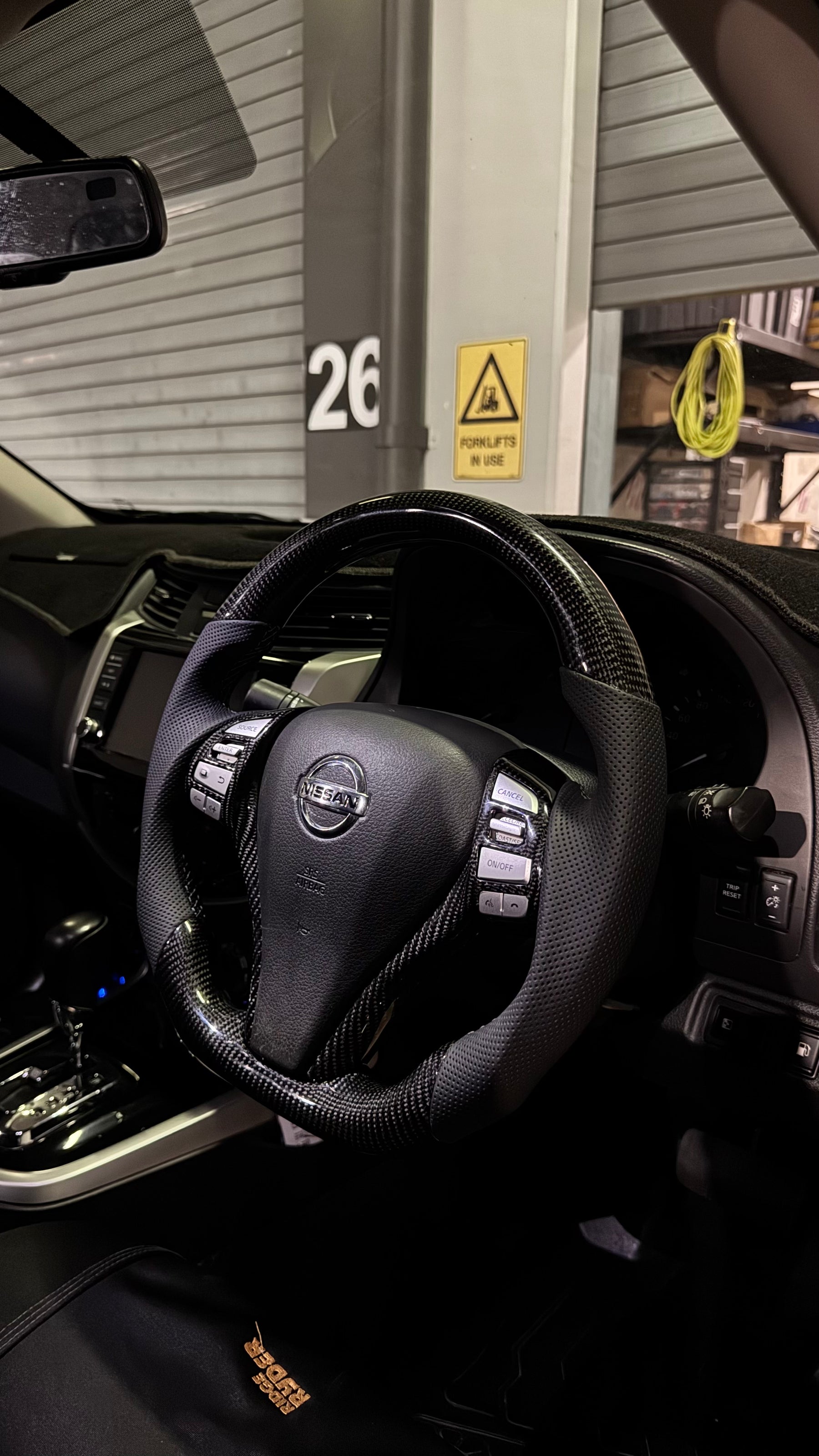 Nissan Navara Np300/D23 Premium Steering Wheel - Genuine Perforated Leather & Carbon Fiber