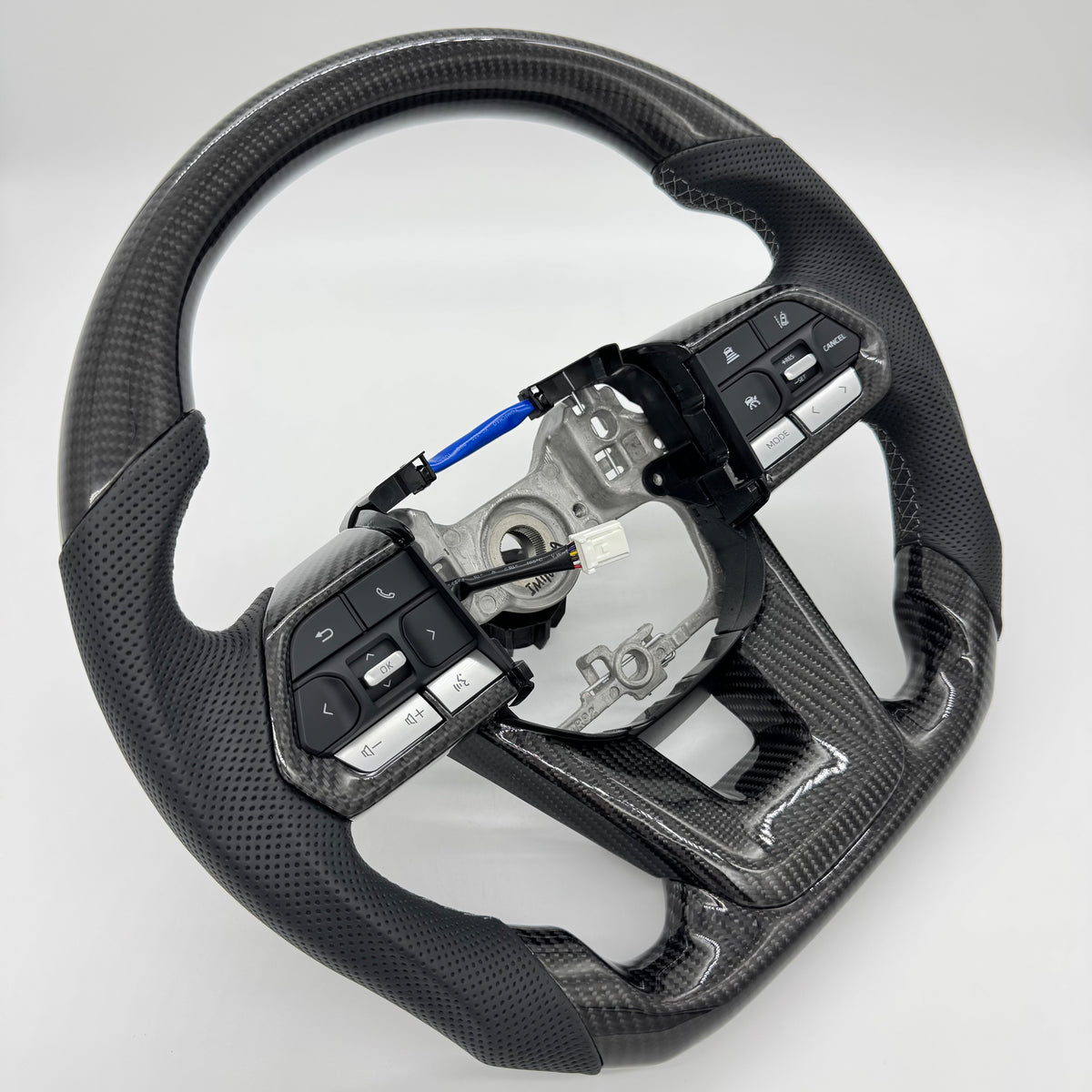Premium Steering Wheel - Suitable for use with Toyota LandCruiser 300 series 2022 - 2026 Genuine Perforated Leather & Carbon Fiber