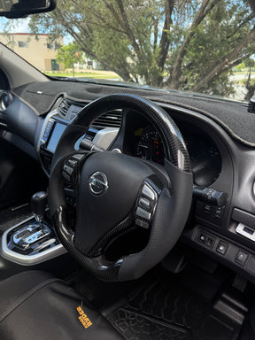 Nissan Navara Np300/D23 Premium Steering Wheel - Genuine Perforated Leather & Carbon Fiber