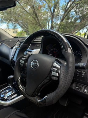 Nissan Navara Np300/D23 Premium Steering Wheel - Genuine Perforated Leather & Carbon Fiber