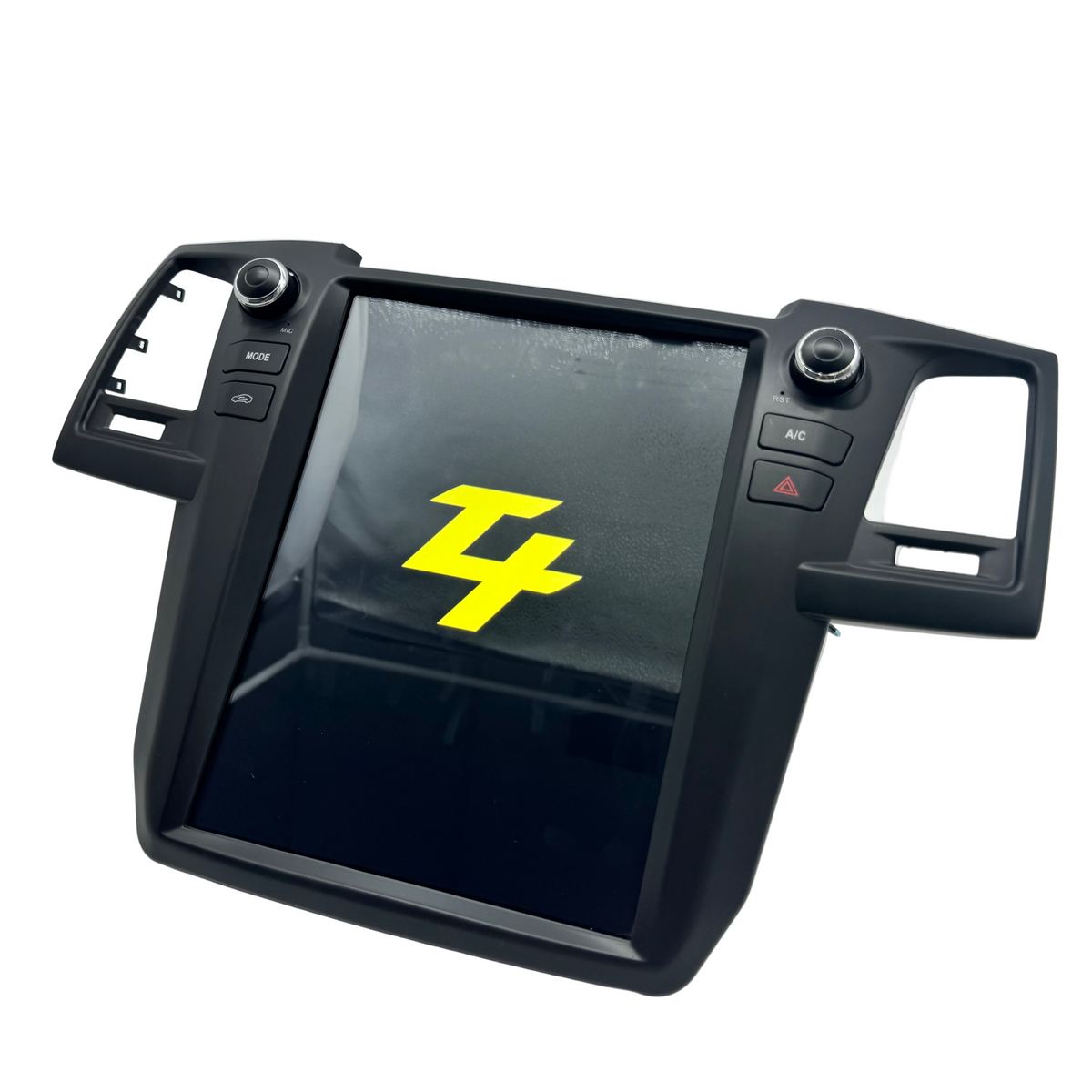 Tech4Tourers Hilux head unit showing digital AC controls integration