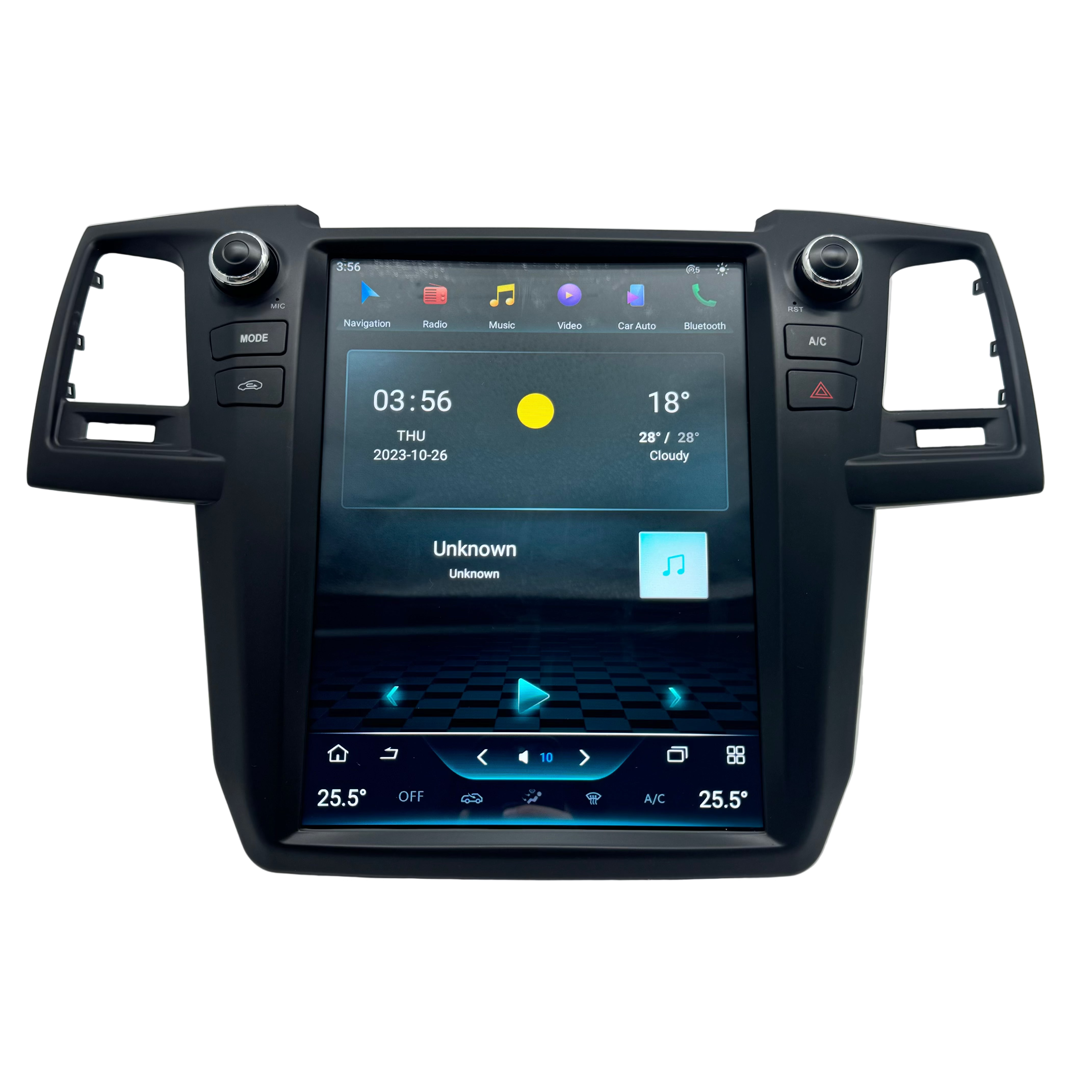 Full interior view of Toyota Hilux 2005-2015 with Tech4Tourers Apple CarPlay upgrade