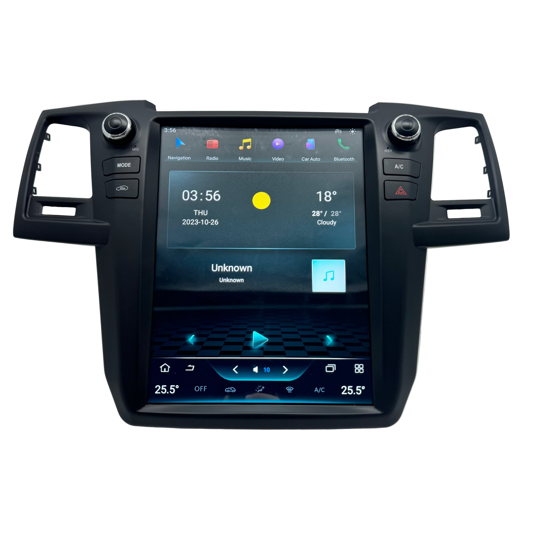 Full interior view of Toyota Hilux 2005-2015 with Tech4Tourers Apple CarPlay upgrade