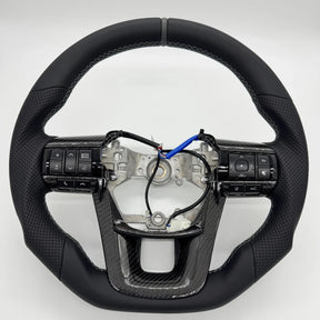 Premium Steering Wheel - Suitable for use with Toyota LandCruiser 70 2024 - 2026 Genuine Leather + Centre Stripe - Tech4tourers