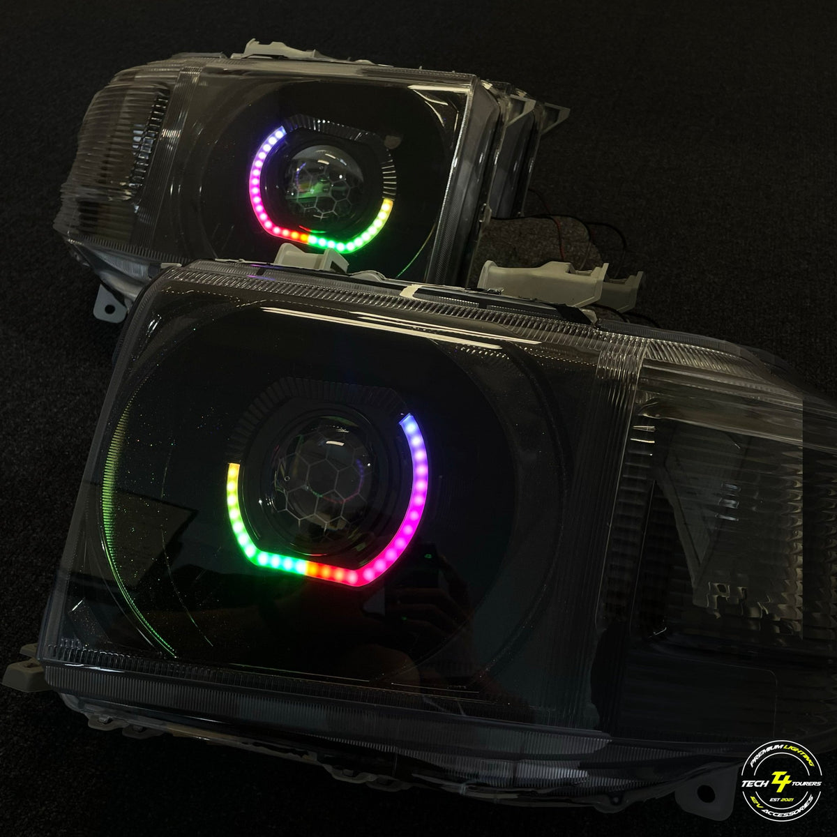 Premium Projector Headlights suitable for use with Toyota LandCruiser 70 Series - Tech4tourers