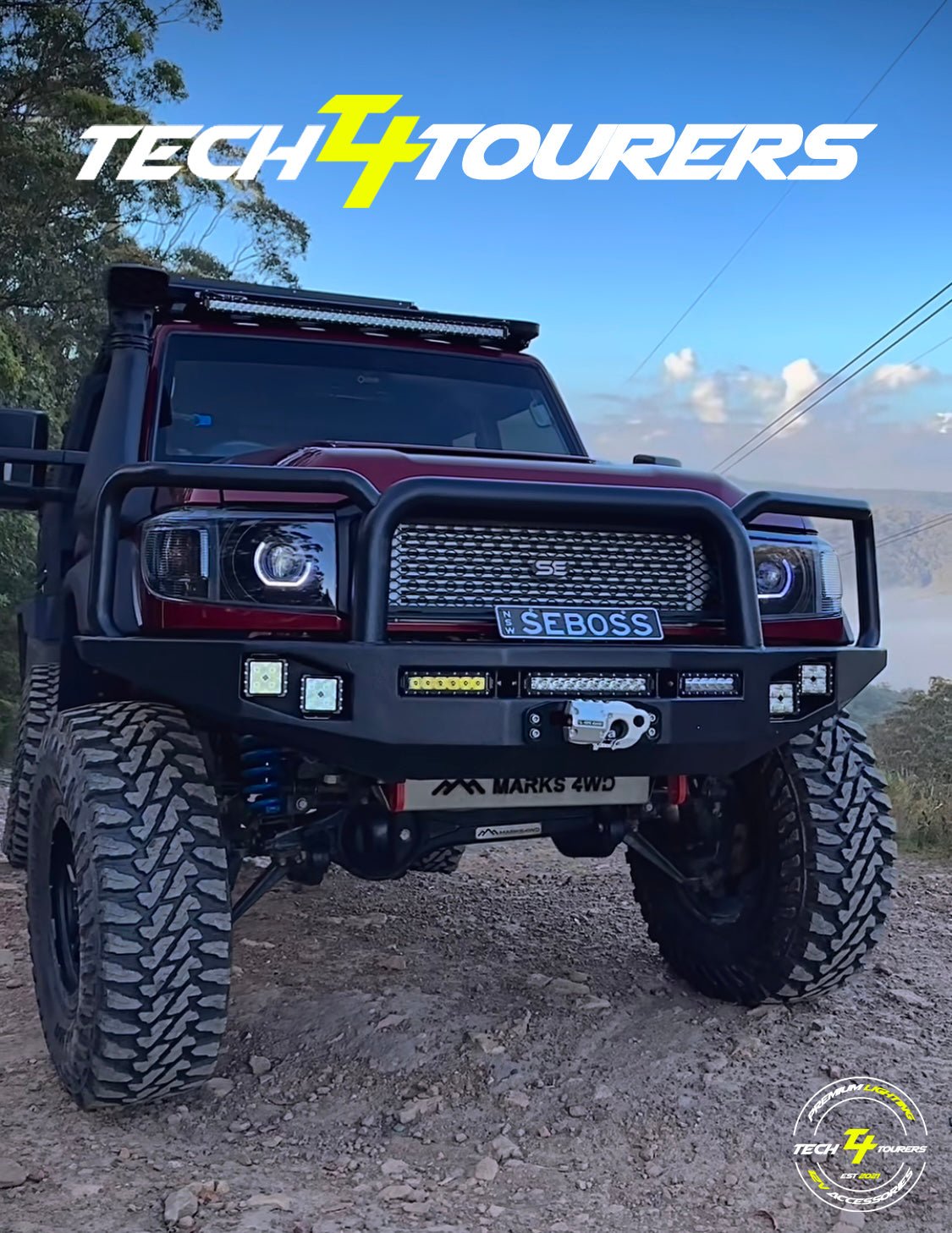 Premium Projector Headlights suitable for use with Toyota LandCruiser 70 Series - Tech4tourers