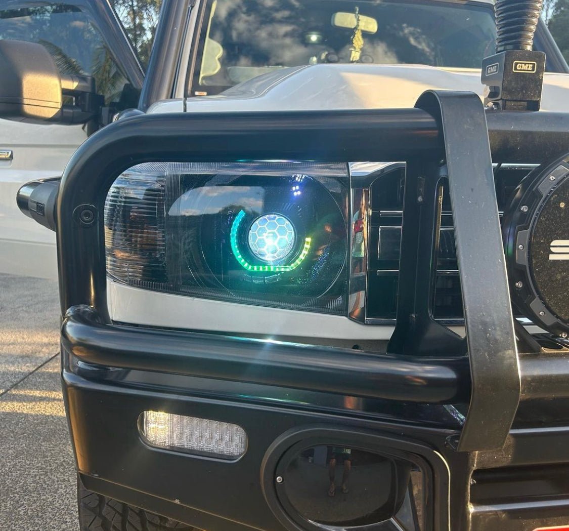 Premium Projector Headlights suitable for use with Toyota LandCruiser 70 Series - Tech4tourers
